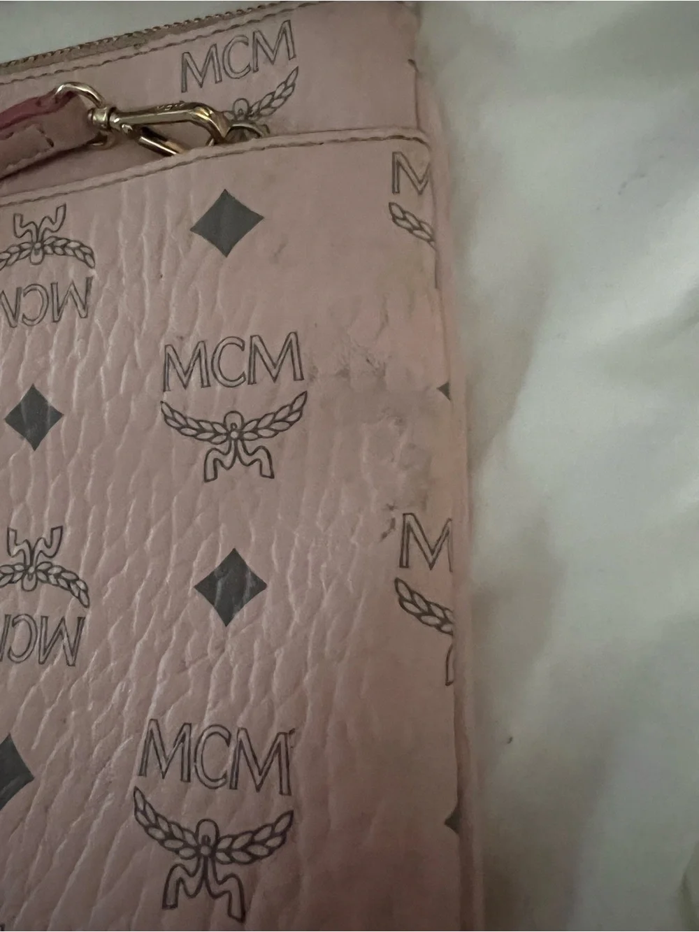 MCM Pink and Grey Visetos Crossbody Bag